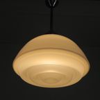 Art Deco Hanglamp Met Geribbelde Glazen Kap, Jaren 30 thumbnail 11