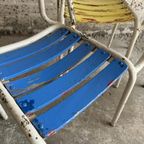 Suite Of 4 Vintage 1970 Metal And Wooden Seating Garden Armchairs thumbnail 7