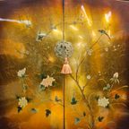 Vintage Chinese Kast Vogels, Bloemen Bladgoud Bohemian Kast / Oosterse Kast / Chinese Cabinet thumbnail 10