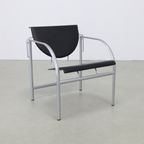 2X Postmoderne Fauteuil “Kokatu” Leer M.A. Ciganda Akaba, 1980S Zwart thumbnail 4