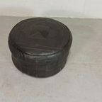 Vintage Leren Peof Ottoman, Zwart thumbnail 5