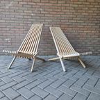Set 2 Lounge Fauteuils Lattenbank Ligstoelen Tuinstoelen thumbnail 6