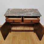 Vintage Frans Dressoir Commode, Ladekast Badkamermeubel Met Marmer Blad 212 thumbnail 7