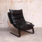 High-Back Scandianavian Lounge Chair / Fauteuil - Leder thumbnail 2