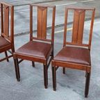 Set Van 3 Art Deco Amsterdamse School Eetkamerstoelen thumbnail 5