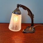 Art Deco Bureaulamp In Brons En Gesatineerd Glas, 1920-30 thumbnail 11