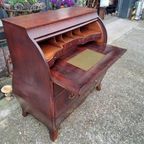 Antiek Cilinderbureau, Secretaire Met Uittrekblad Afm. 109x5 thumbnail 4