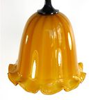 Vintage Glazen Hanglamp – Oker Geschulpt thumbnail 4