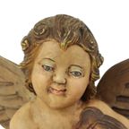 Vintage Massief Houten Engel Cherubijn Beeld Handbeschilderd 49cm thumbnail 18