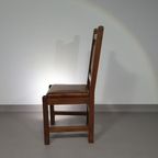 6 X Brutalist Solid Oak Chairs Mid Century thumbnail 16