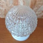 Vintage Plafoniere, Plafond Lamp Van Helder Reliëf Glas thumbnail 3