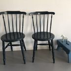 Vintage Zweedse Pinstoelen Blauw thumbnail 2