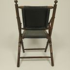 Opvouwbare Officiersstoel Van Leer En Teak In Koloniale Stijl thumbnail 6