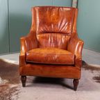 Cognackleurige Vintage Schaapsleren Fauteuil thumbnail 8