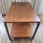 Vintage Bijzet Tafel Trolley Op Wielen Tafeltje Audio Tv thumbnail 6