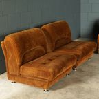 Midcentury Modulaire Bank – Bruine Ribstof – Jaren 70 thumbnail 21