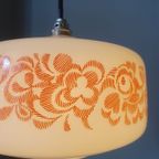 Vintage Melkglazen Opaline Hanglamp Met Florale Print thumbnail 14