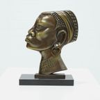 Mid Century Bronze Sculpture African Woman 1950S thumbnail 3