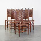 Set Van 6 Schuitema Eetkamerstoelen Uit De Shaker Collectie Met Gevlochten Leren Zitting En Rugle thumbnail 2