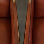 Statige, Luxe Set Van 4 Cognac Kleurige Rundleren Art Deco Design Fauteuils thumbnail 11