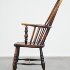 Antieke, Zeer Mooie Engelse Highback Windsor Eetkamerstoel thumbnail 6
