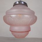 Art Deco Hanglamp Met Roze Glazen Kap, Jaren 30 thumbnail 11