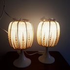 Setprijs 2 Vintage Nachtkastjes Lampen Jaren 70 Tulpvoet Lamp thumbnail 4