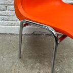 4x Vintage Oranje Stapelstoelen Oranje Kuip En Chromen Frame thumbnail 8