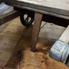 Vintage Industriele Houten Steekwagen Showkar Salontafel thumbnail 10