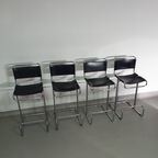 4 X Italian Bar Stool By Stendig Of Steel Tube And Leather 1960S. thumbnail 7