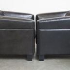 Unieke, Luxe, Complete Set Van Een Zwarte Schapenleren Bank En 2 Fauteuils In Art Deco Stijl thumbnail 16