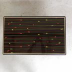 Vintage Salontafel Met 2 Glazen Bladen Met 50s Print thumbnail 13