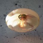 Vintage Art-Deco Hanglamp Gemarmerd Glas Messing thumbnail 2