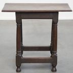 Charmante, Grote Antieke Engelse Bijzettafel/ Stool Met Een Prachtig Patina thumbnail 8
