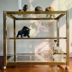 Unieke Messing Trolley. Serveerwagen. Hollywood Regency Serveer Kar. Sidetable Brass. thumbnail 4