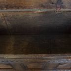 Prachtige Antieke En Unieke Kist/ Bank Uit De 17e Eeuw Met Mooi Houtsnijwerk, Charmante Details thumbnail 7