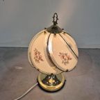 Hollywood Regency Tafel Lamp Met Gebogen Glas Vintage thumbnail 3