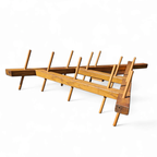 Wooden Wall Coat Rack / Triangular Shape / Triangle Mirror At The Top / 1960s thumbnail 2