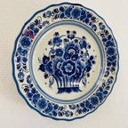 Vintage Delft Handwerk Holland Bord Bloemen thumbnail 3