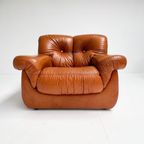 Cognackleurige Lederen Pellerossi Fauteuil, 1960’s thumbnail 6