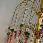 Vintage Grote Murano Kristallen Roze Druiven Kroonluchter Teardrop Frame thumbnail 4