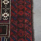 Subtiel Handgeknoopt Oosters Vloerkleed Met Bordeaux Rode, Donkerblauwe En Beige Tinten 143x88cm thumbnail 4