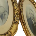 Koppel Antieke Portretten Ovale Lijsten Bladgoud Ca 1900 thumbnail 8
