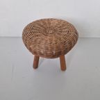 Mid Century Hout En Rieten Krukje Toegekend Aan Tony Paul. thumbnail 2