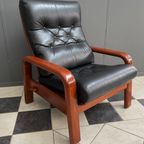 Two Teak And Black Leather Chairs By Hs Denmark 1970S thumbnail 3