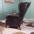 Stoere Zwarte Schaapsleren Vintage Bendic Wingback Fauteuil thumbnail 4