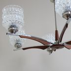 Vintage Plafondlamp, Kroonluchter - Jaren '60, Hout, Glas thumbnail 10