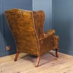 Cognackleurige Chesterfield Wingback Fauteuil (2x) thumbnail 6