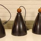 Set Van 3 Vintage Metalen Hanglampen thumbnail 4