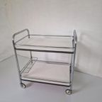 Franse Vintage Trolley Barcart Formica Chroom Bauhaus. thumbnail 4
